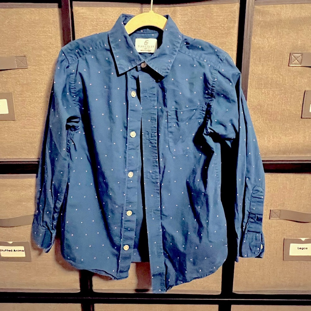 Class/Club boys size 6/7 blue w/pink squares dress shirt